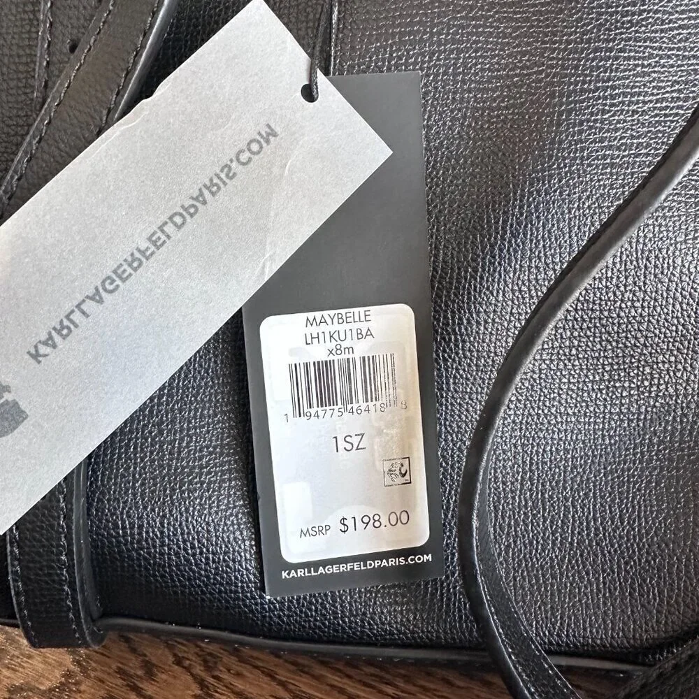 NWT! Karl Lagerfeld Paris Maybelle Backpack Fur Patch Logo Black
